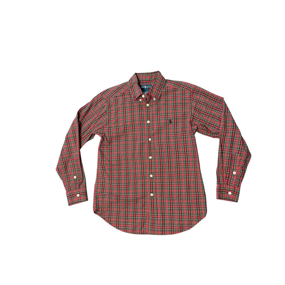 Ralph‎ Lauren Tartan Plaid Long Sleeve Button Up Shirt Size 10-12 Preppy Classy
